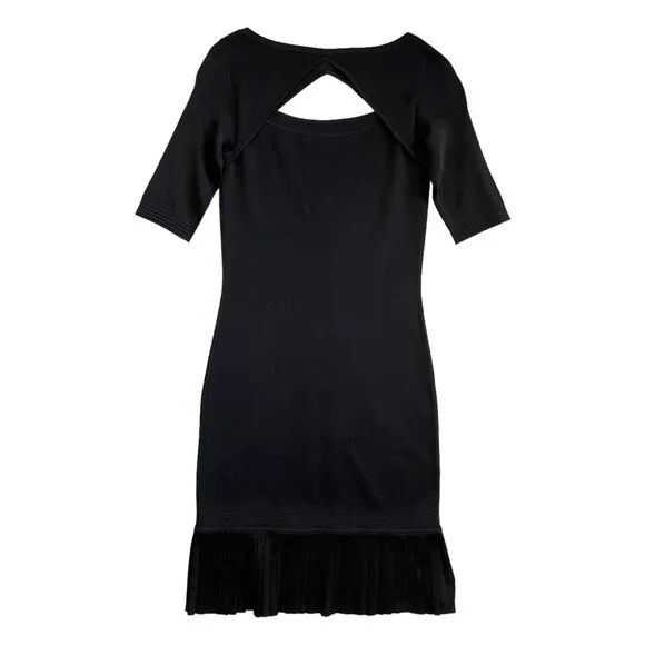 Ralph Lauren Black Label Knit Cutout Pleated Knee Length Sheath Dress Black S Ralph Lauren Black Label Knit Cutout Pleated Knee Length Sheath Dress Black S